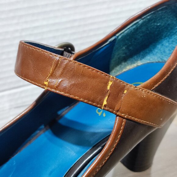 Vintage Candie's Jessa Maryjane Pumps Size 10 Brown Chunky Heels Comfort - Picture 11 of 15